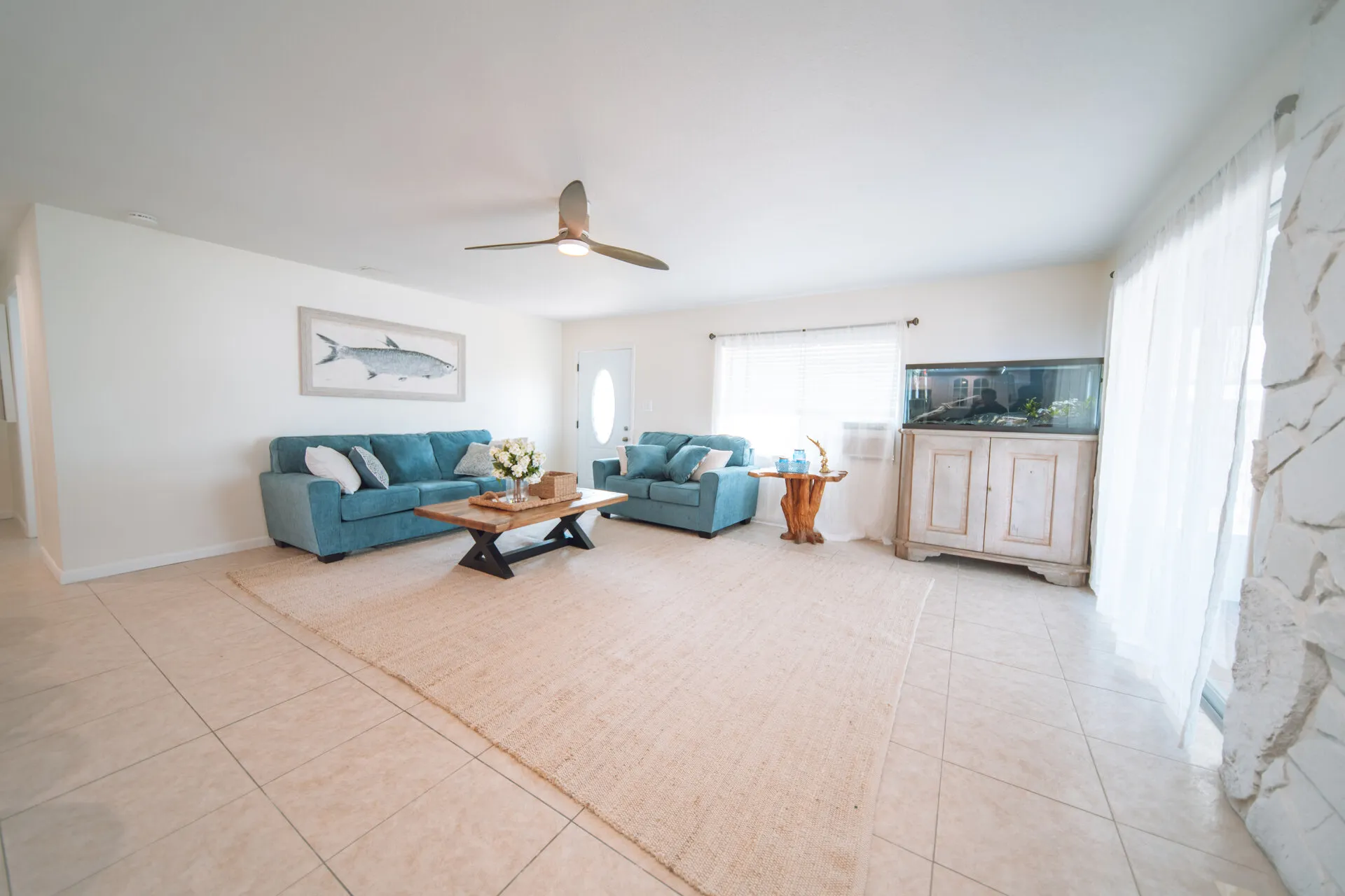 The Compass Boat Club pool house great room at the Fort Pierce dock
