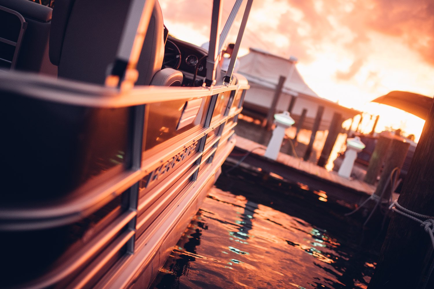 Compass Boat Club pontoon at sunset